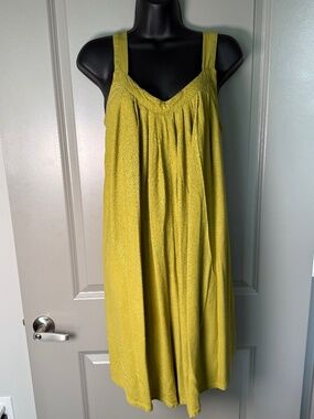 Hunter & Brown Chartreuse Linen Blend Romper | Resortwear | Cottagecore | Boho M